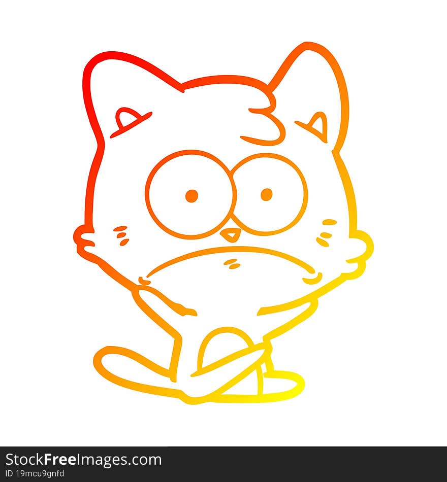 Warm Gradient Line Drawing Cartoon Nervous Cat