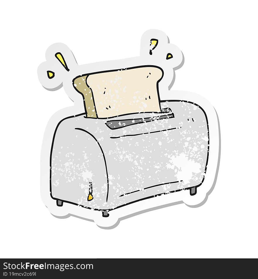 retro distressed sticker of a cartoon toaster