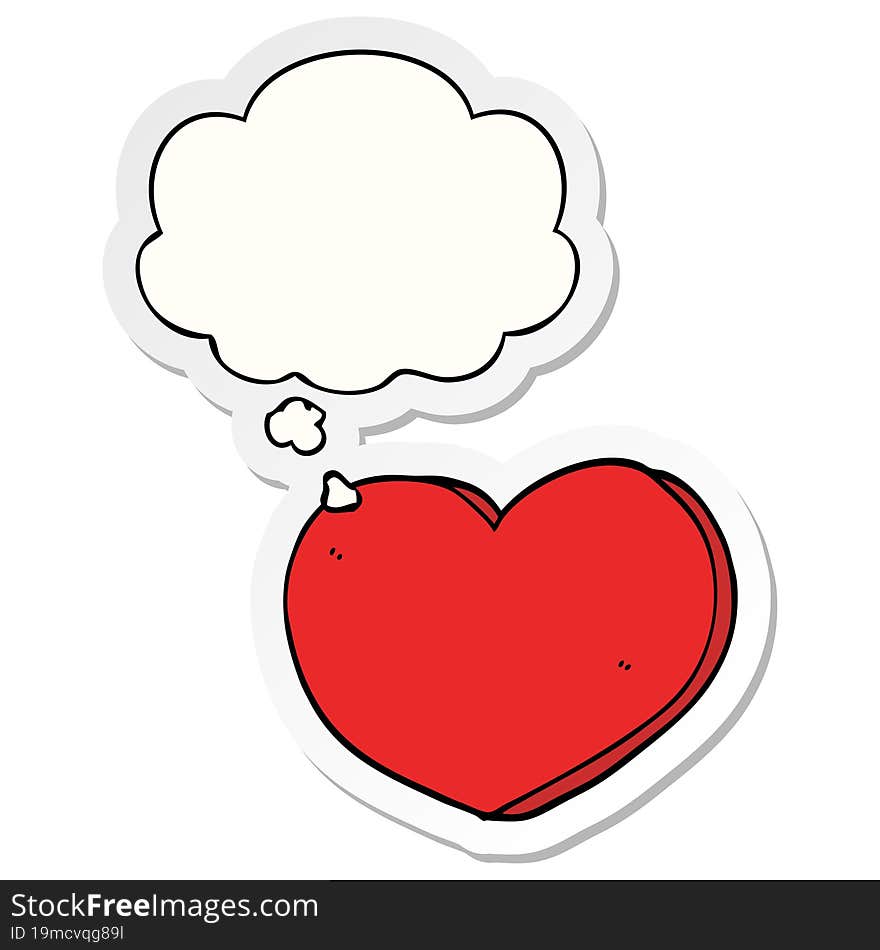 cartoon heart with thought bubble as a printed sticker