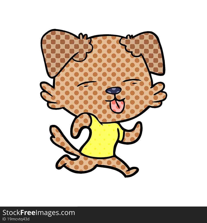 cartoon running dog sticking out tongue. cartoon running dog sticking out tongue