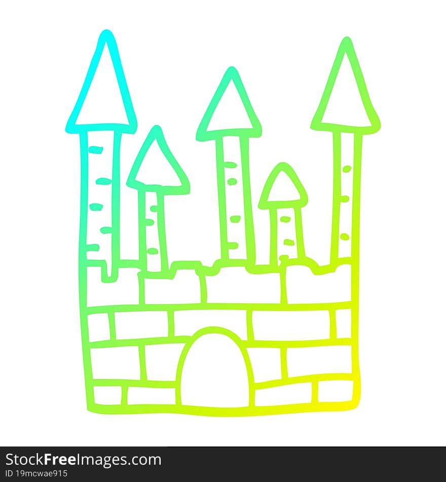 cold gradient line drawing cartoon traditional castle