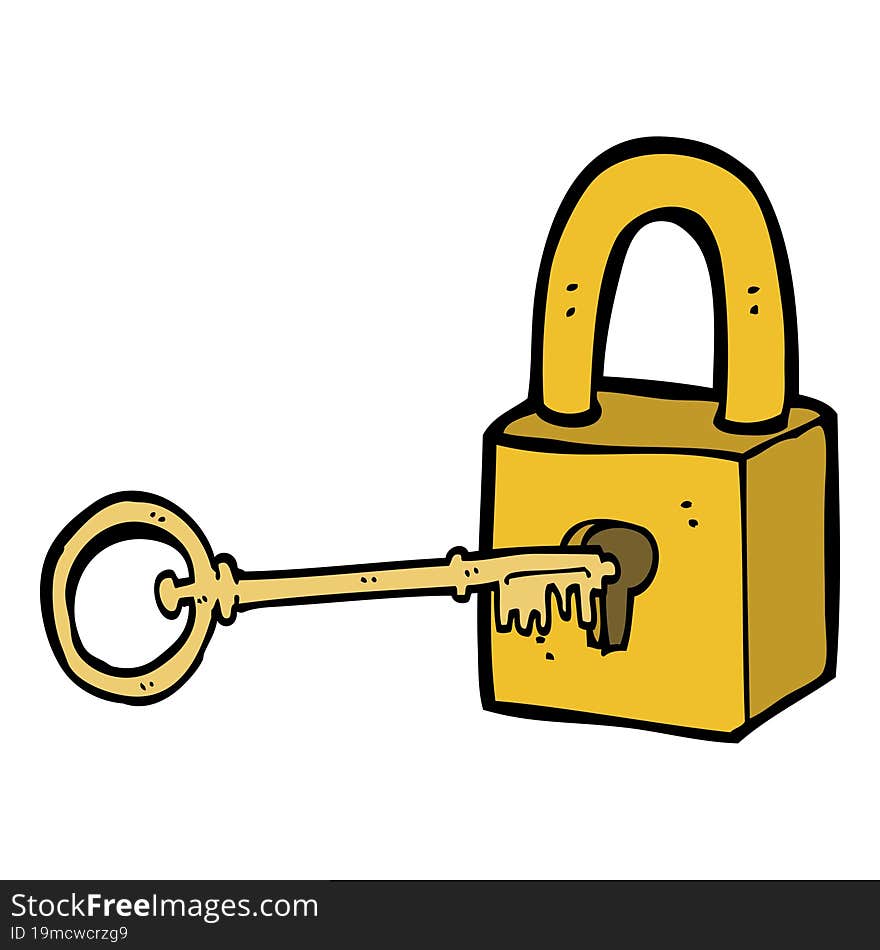 cartoon padlock and key