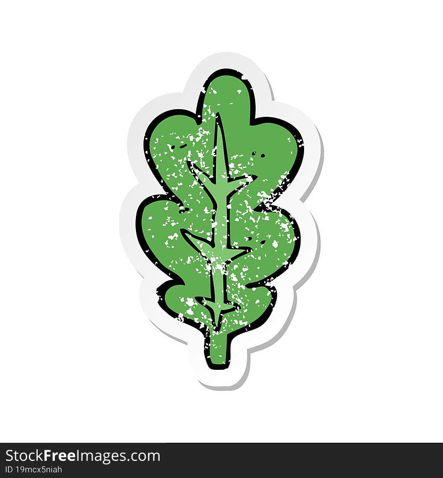 retro distressed sticker of a cartoon leaf symbol