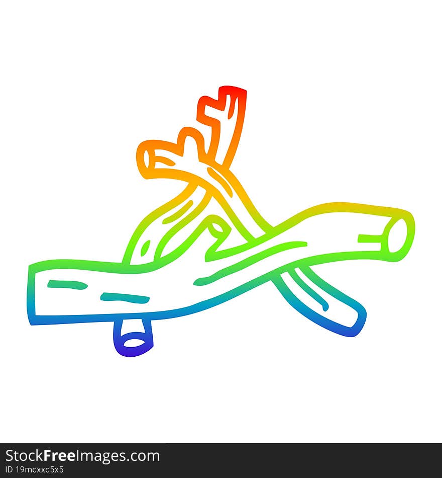 rainbow gradient line drawing cartoon pile of twigs