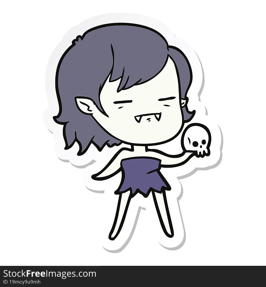 sticker of a cartoon undead vampire girl