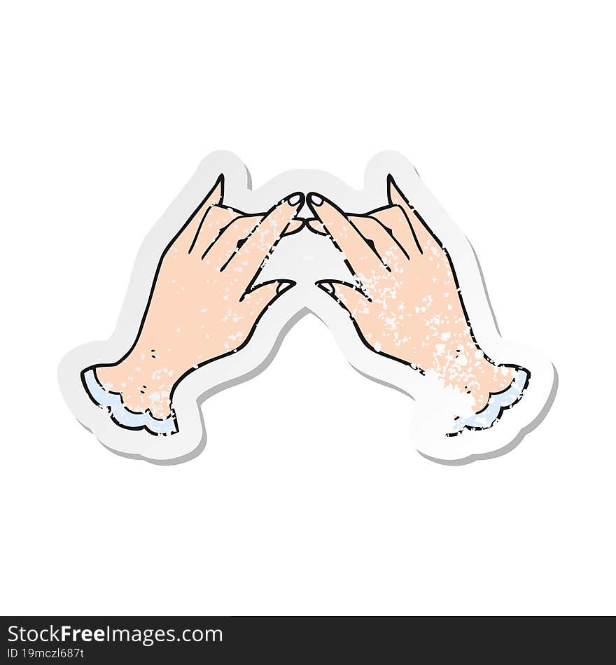 Retro Distressed Sticker Of A Cartoon Hands