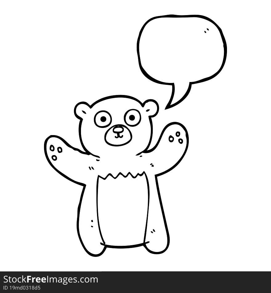 freehand drawn speech bubble cartoon teddy bear