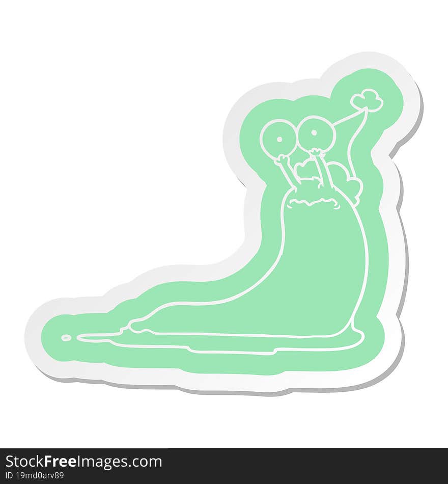 quirky cartoon  sticker of a slug wearing santa hat