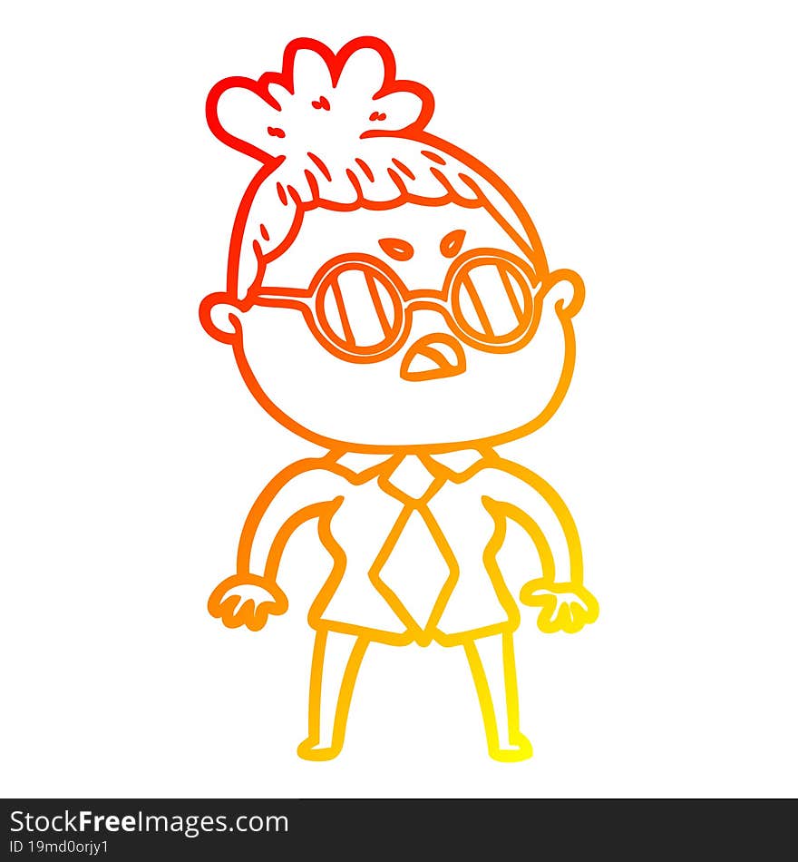 warm gradient line drawing cartoon annoyed woman