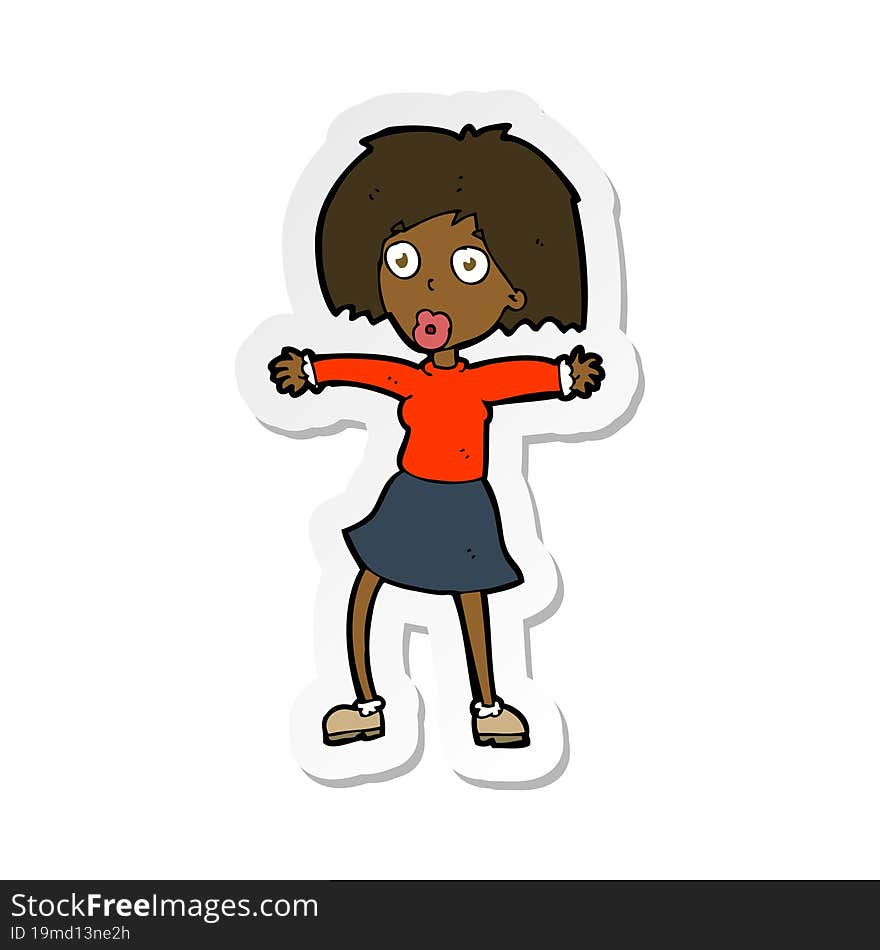 sticker of a cartoon surprised woman