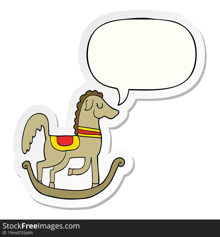 cartoon rocking horse and speech bubble sticker