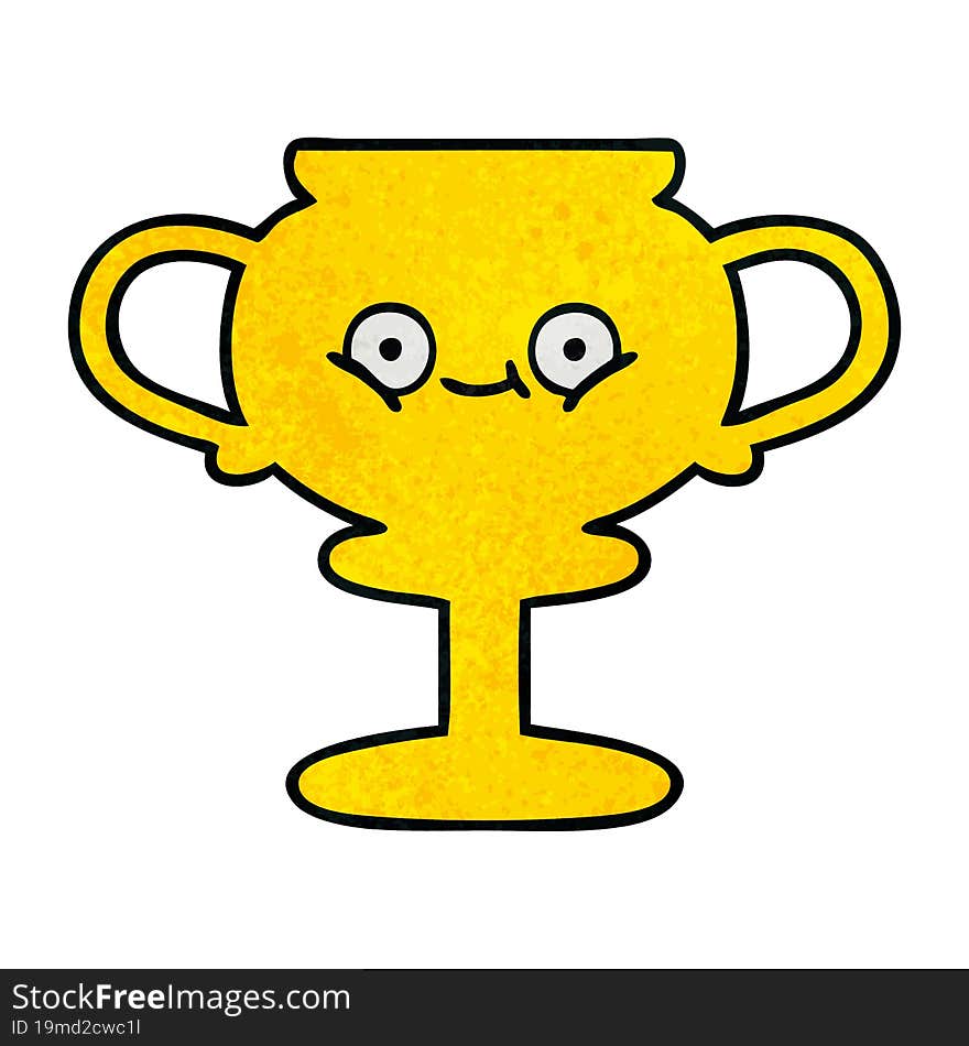 retro grunge texture cartoon trophy