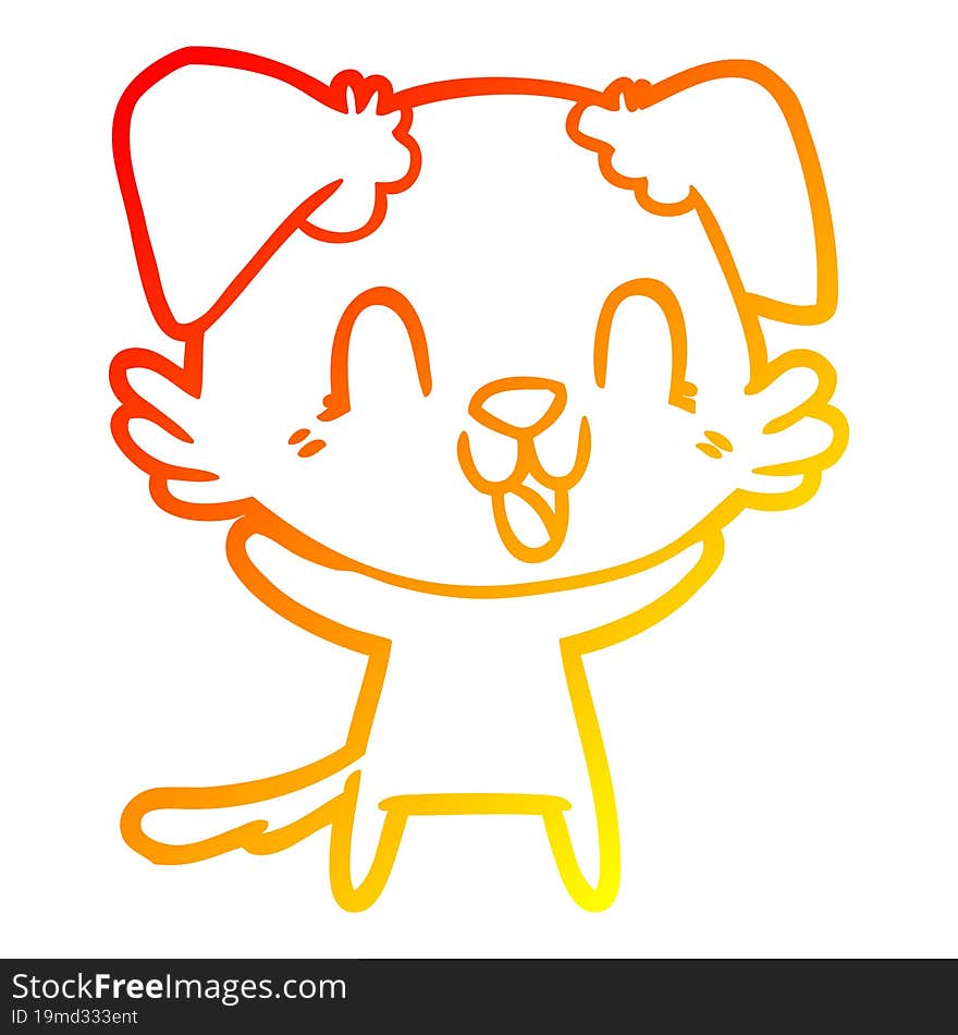 warm gradient line drawing laughing cartoon dog