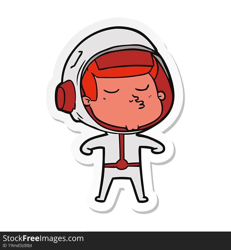 sticker of a cartoon confident astronaut