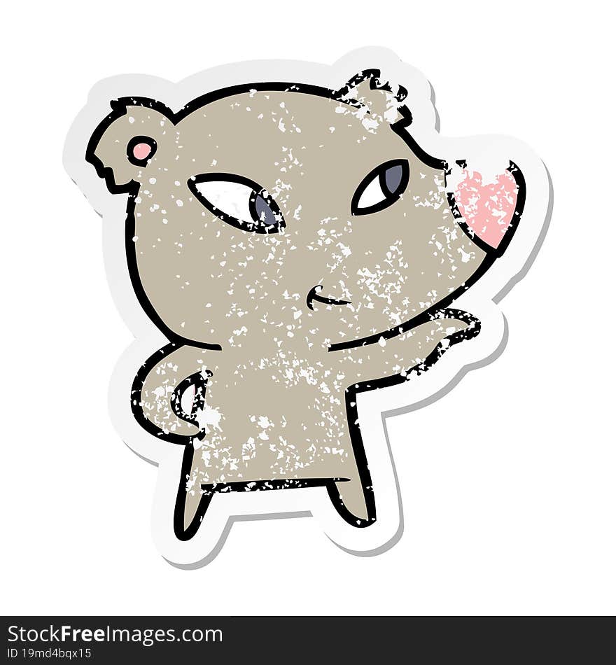 distressed sticker of a cute cartoon bear