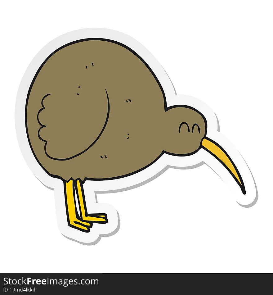 sticker of a cartoon kiwi bird