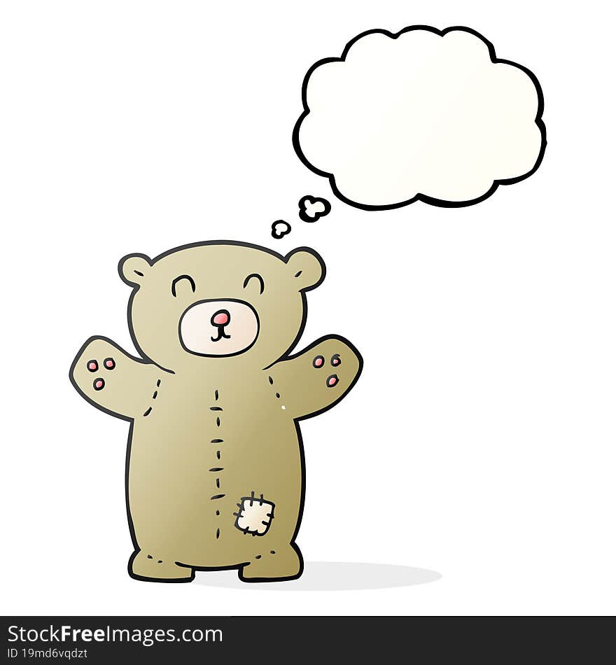 freehand drawn thought bubble cartoon teddy bear