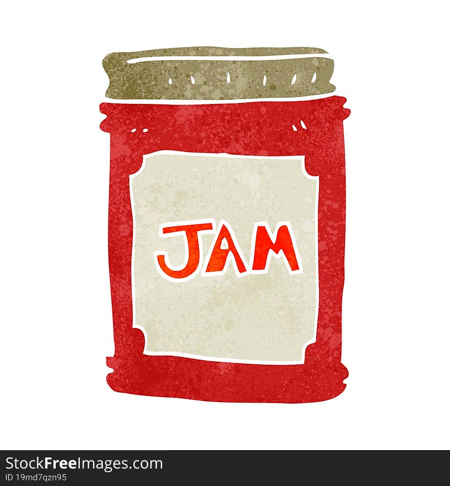 freehand retro cartoon jam jar