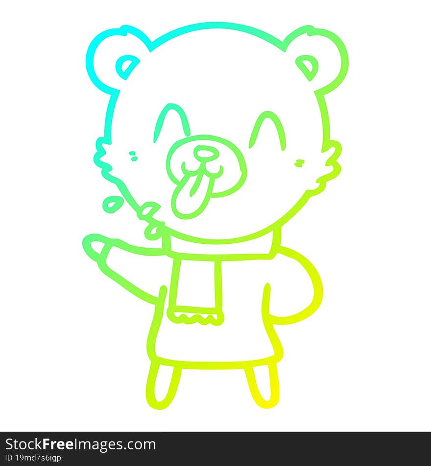 cold gradient line drawing rude cartoon bear