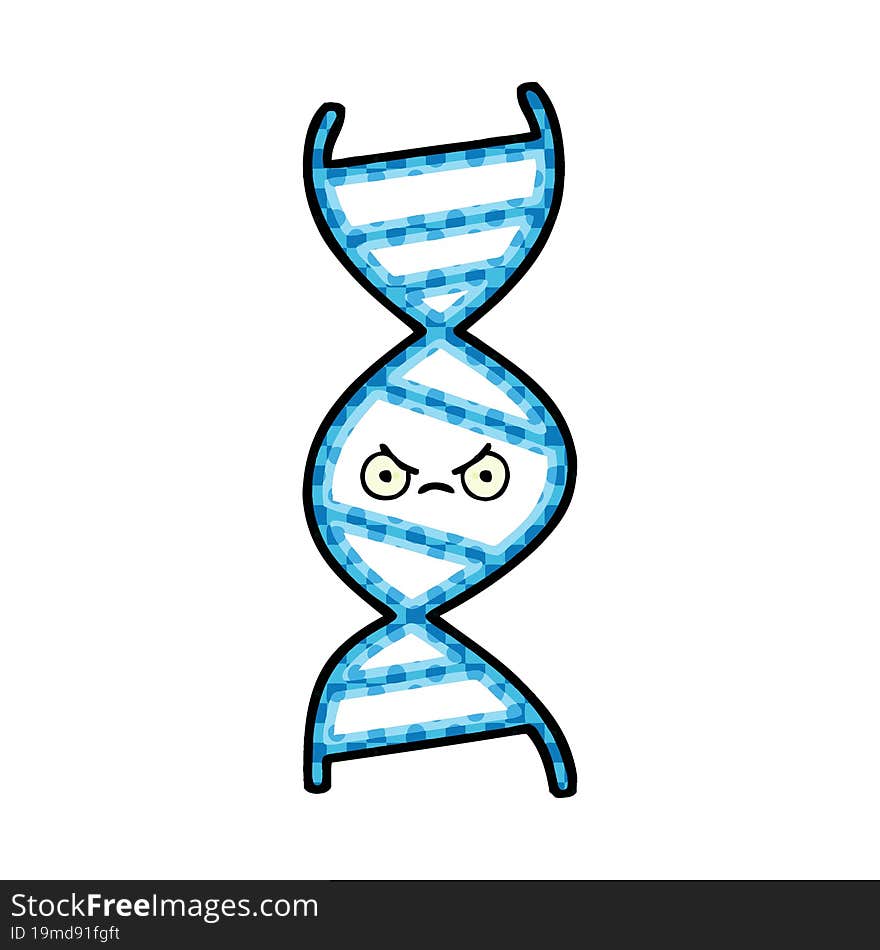 comic book style cartoon of a DNA strand