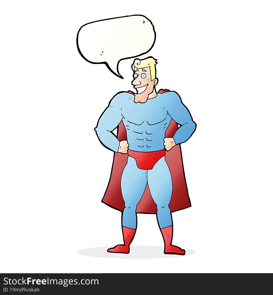 Cartoon Superhero With Speech Bubble