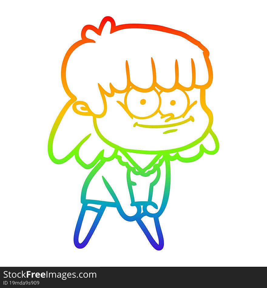 rainbow gradient line drawing cartoon smiling woman