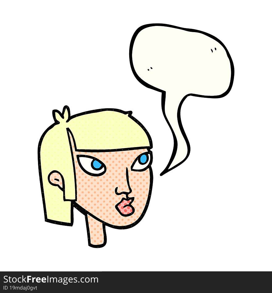 comic book speech bubble cartoon female face