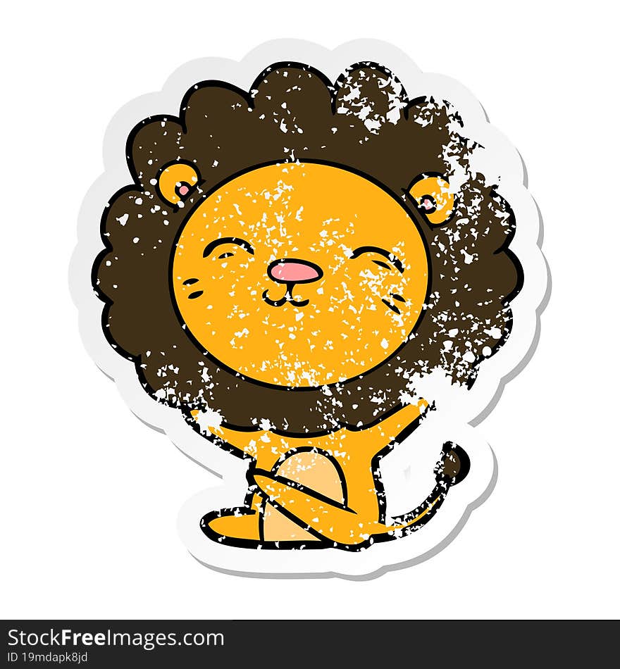 distressed sticker of a cartoon lion