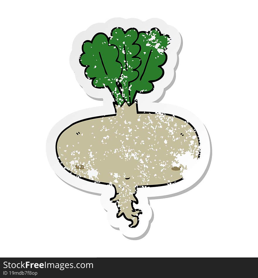 distressed sticker of a cartoon beetroot