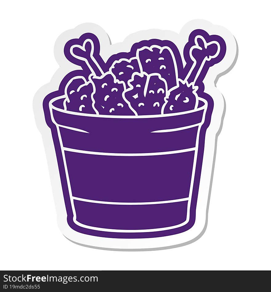 cartoon sticker bucket of fried chicken