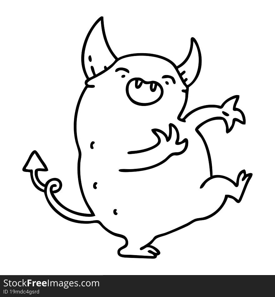 line doodle of a dancing devil. line doodle of a dancing devil