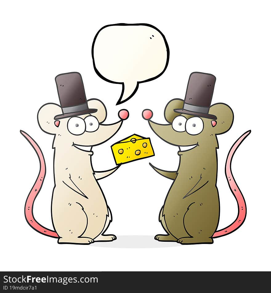 Speech Bubble Cartoon Mice With Cheese