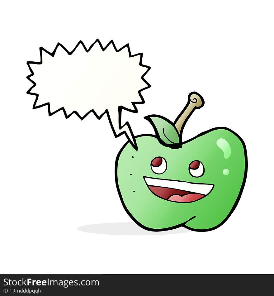 cartoon apple with speech bubble