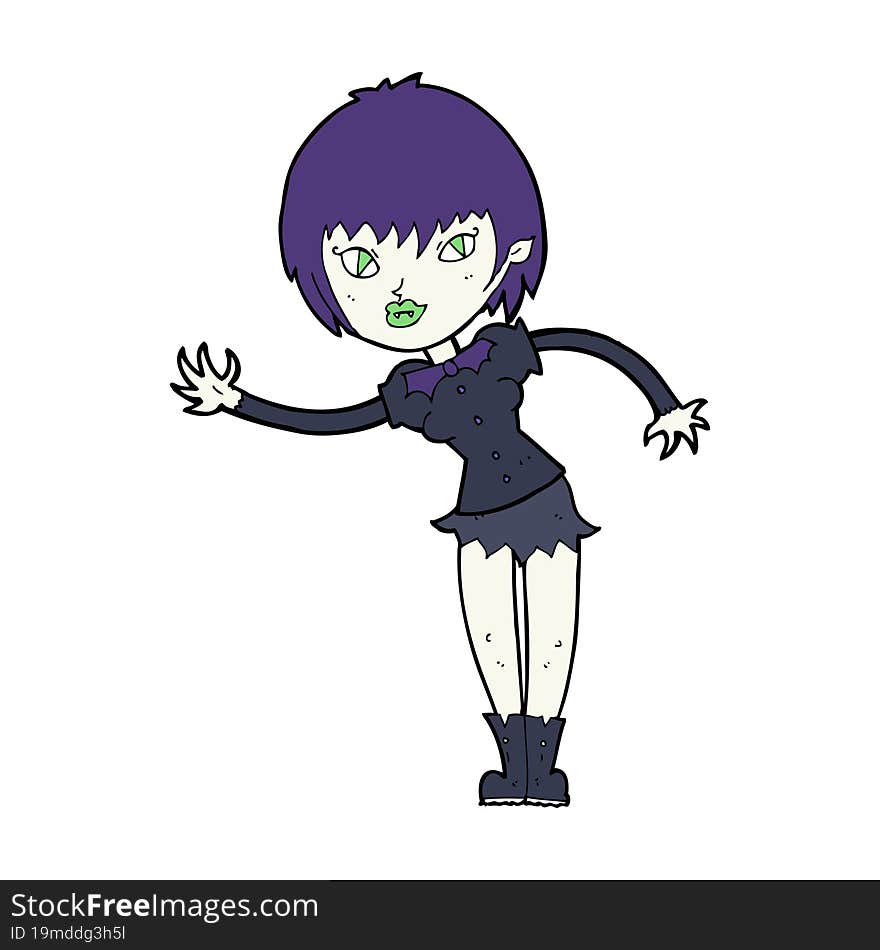 Cartoon Vampire Girl Welcoming