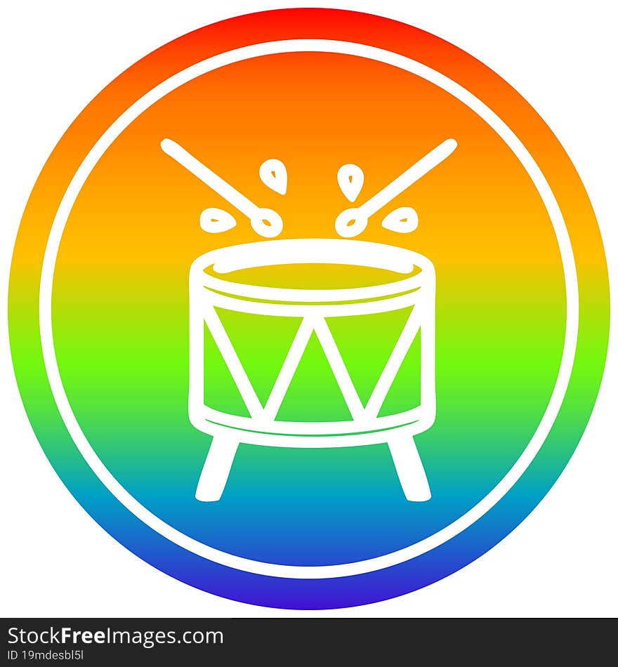 beating drum circular icon with rainbow gradient finish. beating drum circular icon with rainbow gradient finish