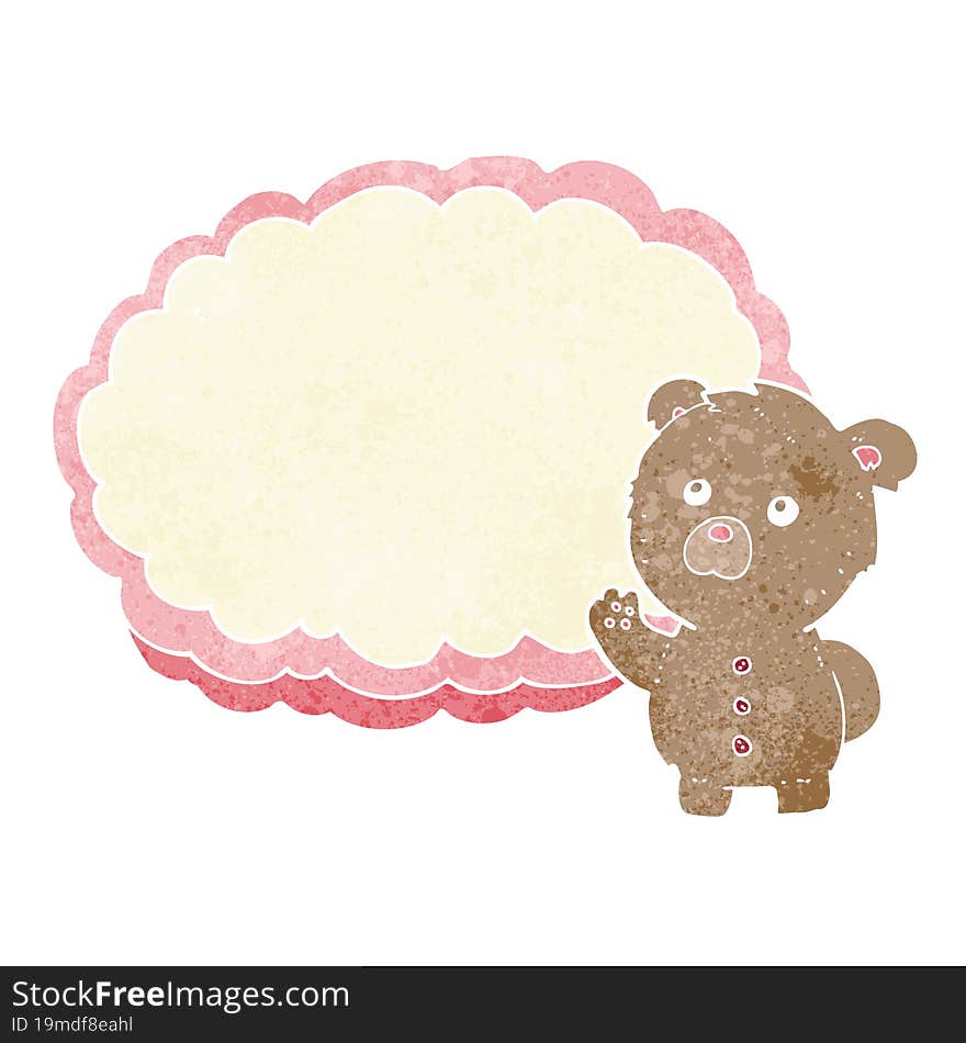 cartoon teddy bear with text space cloud