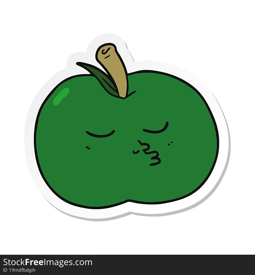 Sticker Of A Cartoon High Quality Apple