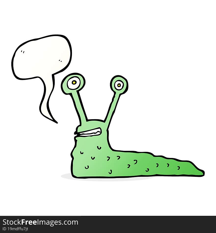 cartoon slug with speech bubble