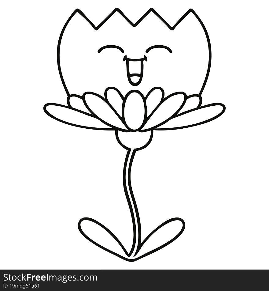 line drawing cartoon of a flower. line drawing cartoon of a flower