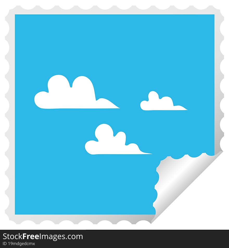 Square Peeling Sticker Cartoon Cloud