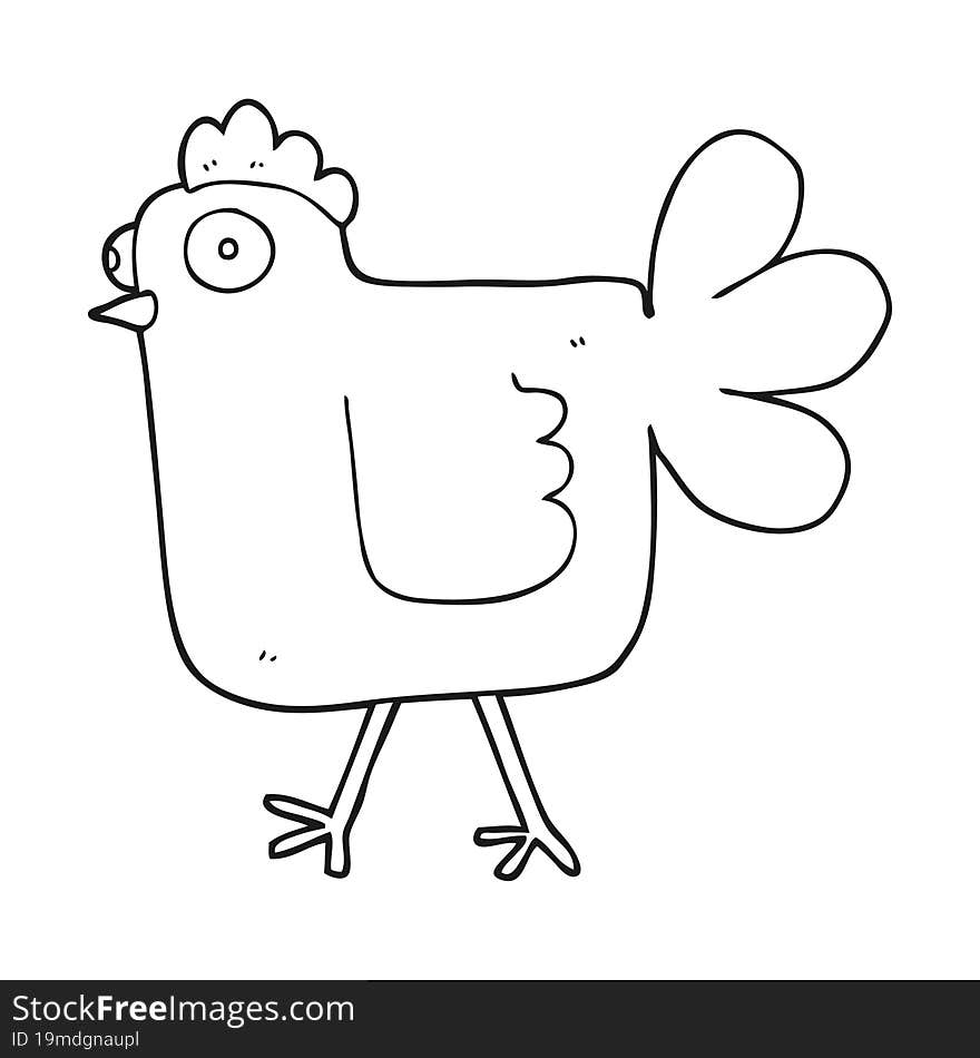 black and white cartoon chicken