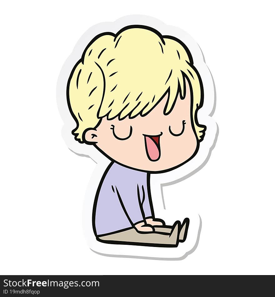 sticker of a cartoon woman talking