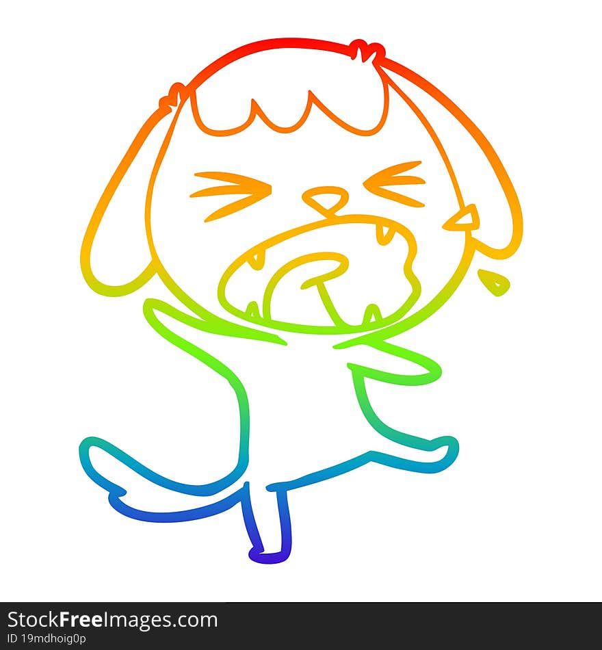 rainbow gradient line drawing of a cute cartoon dog