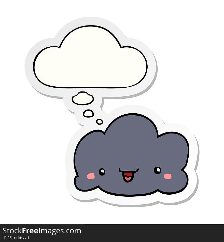 cute cartoon cloud and thought bubble as a printed sticker