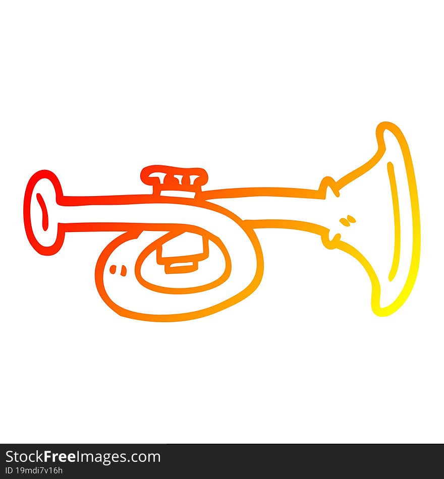 warm gradient line drawing cartoon brass horn