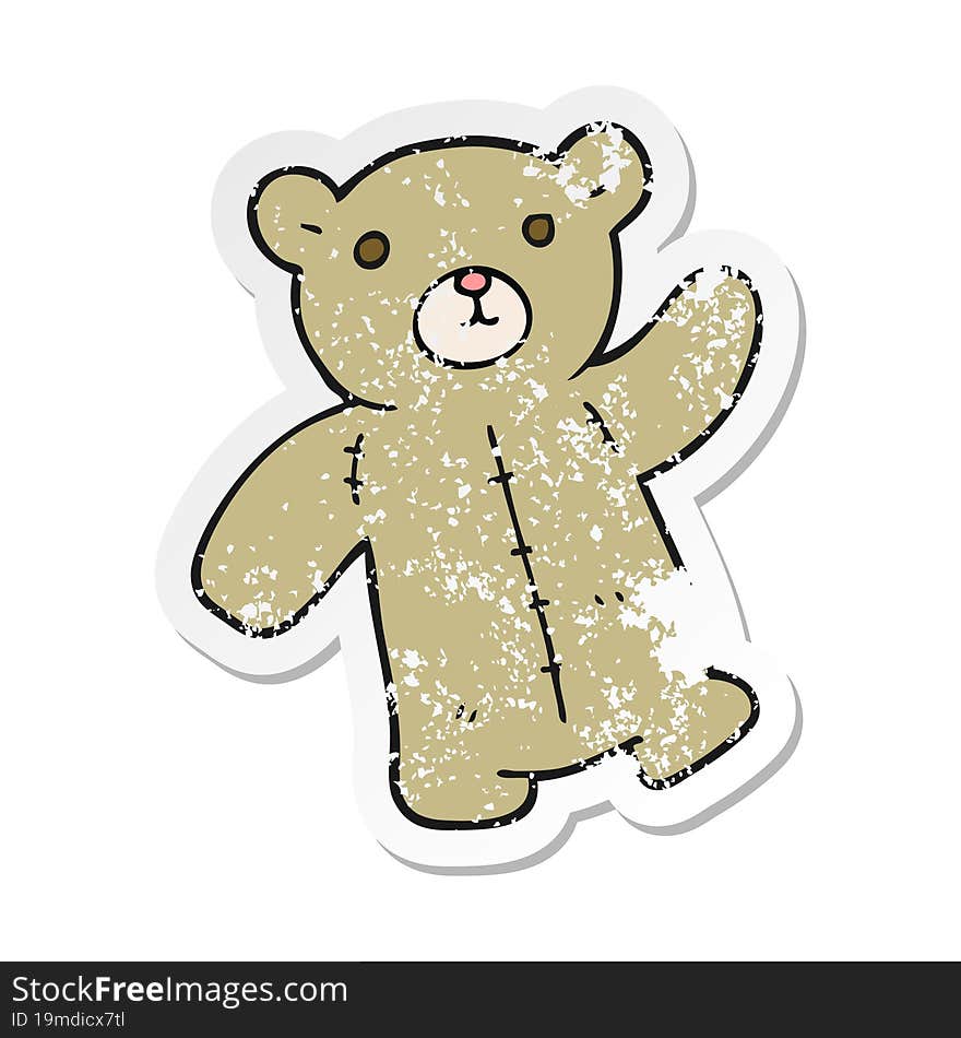 retro distressed sticker of a cartoon teddy bear