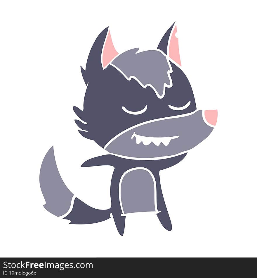 friendly flat color style cartoon wolf