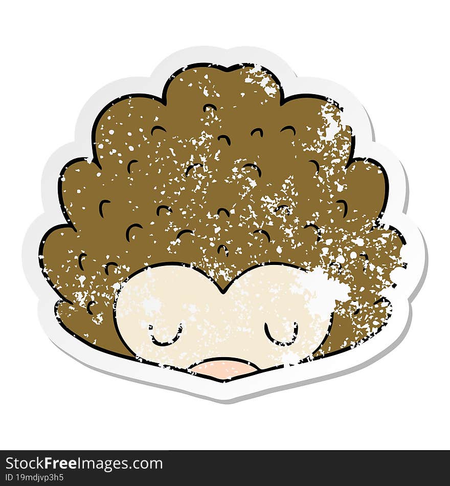 distressed sticker of a cartoon hedgehog