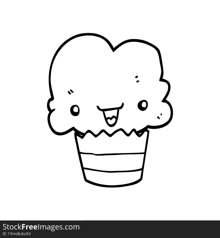 cartoon cupcake with face