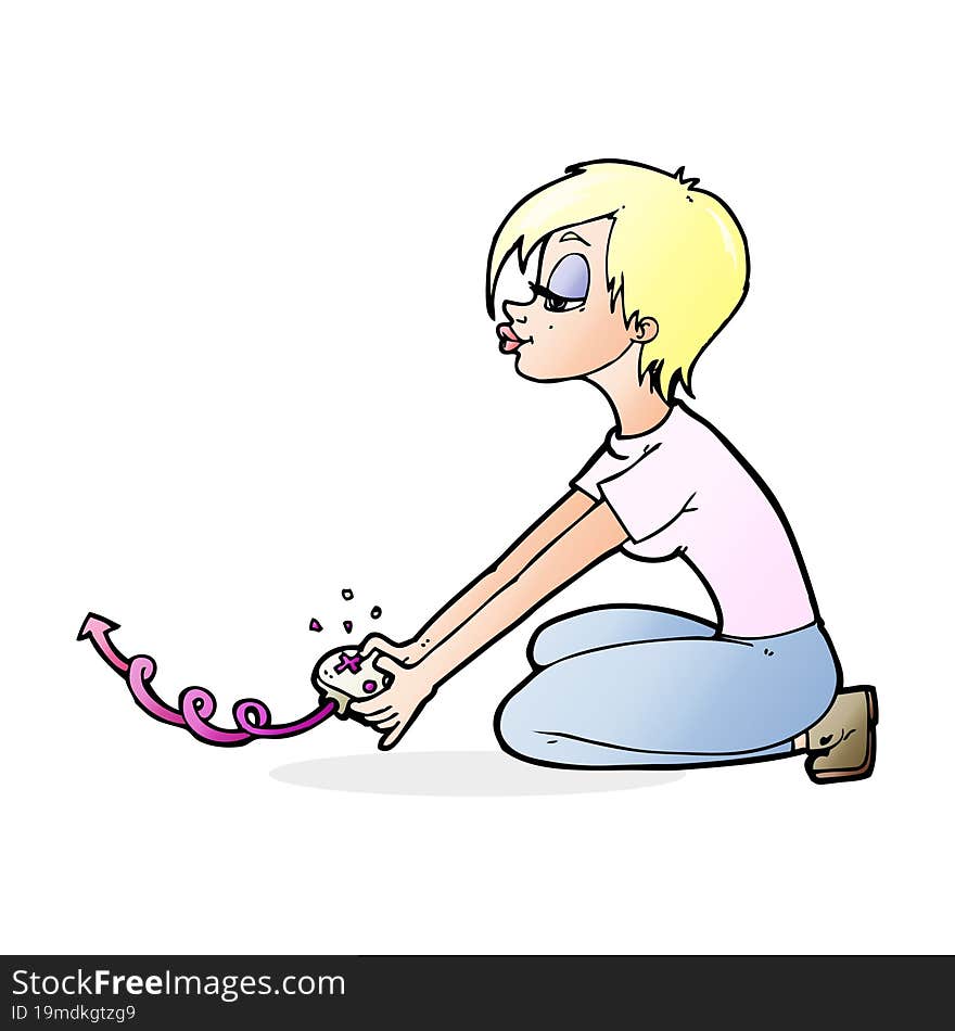 cartoon girl playing computer games